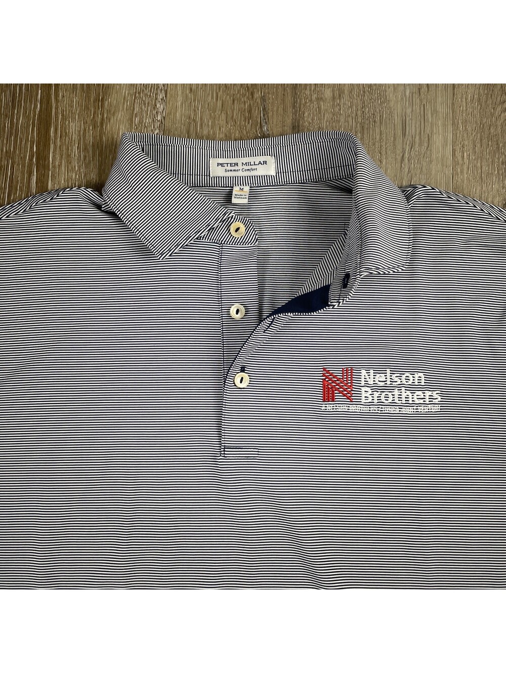 NWOT Peter Millar Summer Comfort Polo Shirt Men's M Black White Stripes